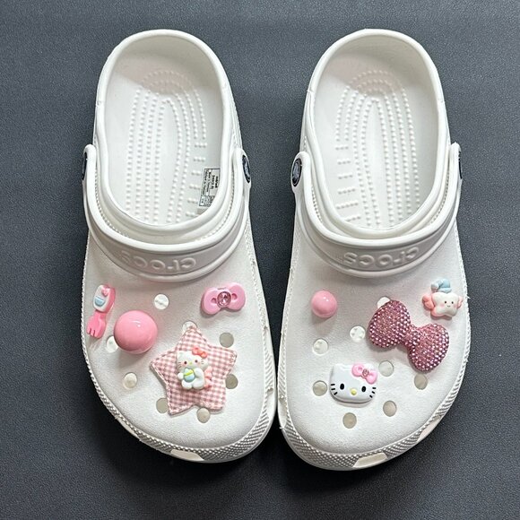 Kawaii Pink Hello Kitty Crocs Shoe Charms Y2K Fun Accessories 8PCS - Picture 2 of 2
